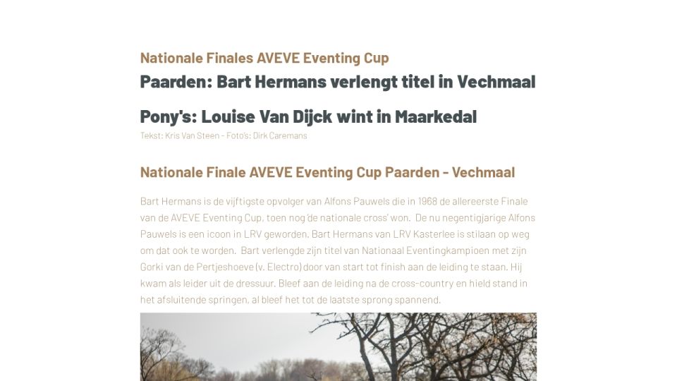 Nationale Finales Aveve Eventing Cup Lrv Nationaal Eventing En